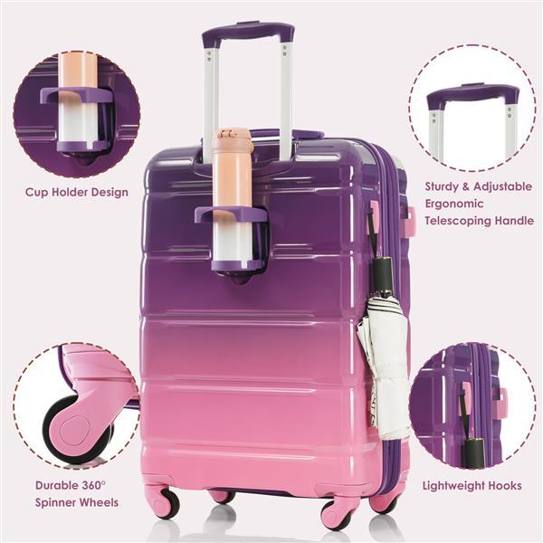 Luggage Set fo 3, 20+24+28inch Airline Certified Carry-on, Check-In & Hard Shell Luggage | Purple And Pink