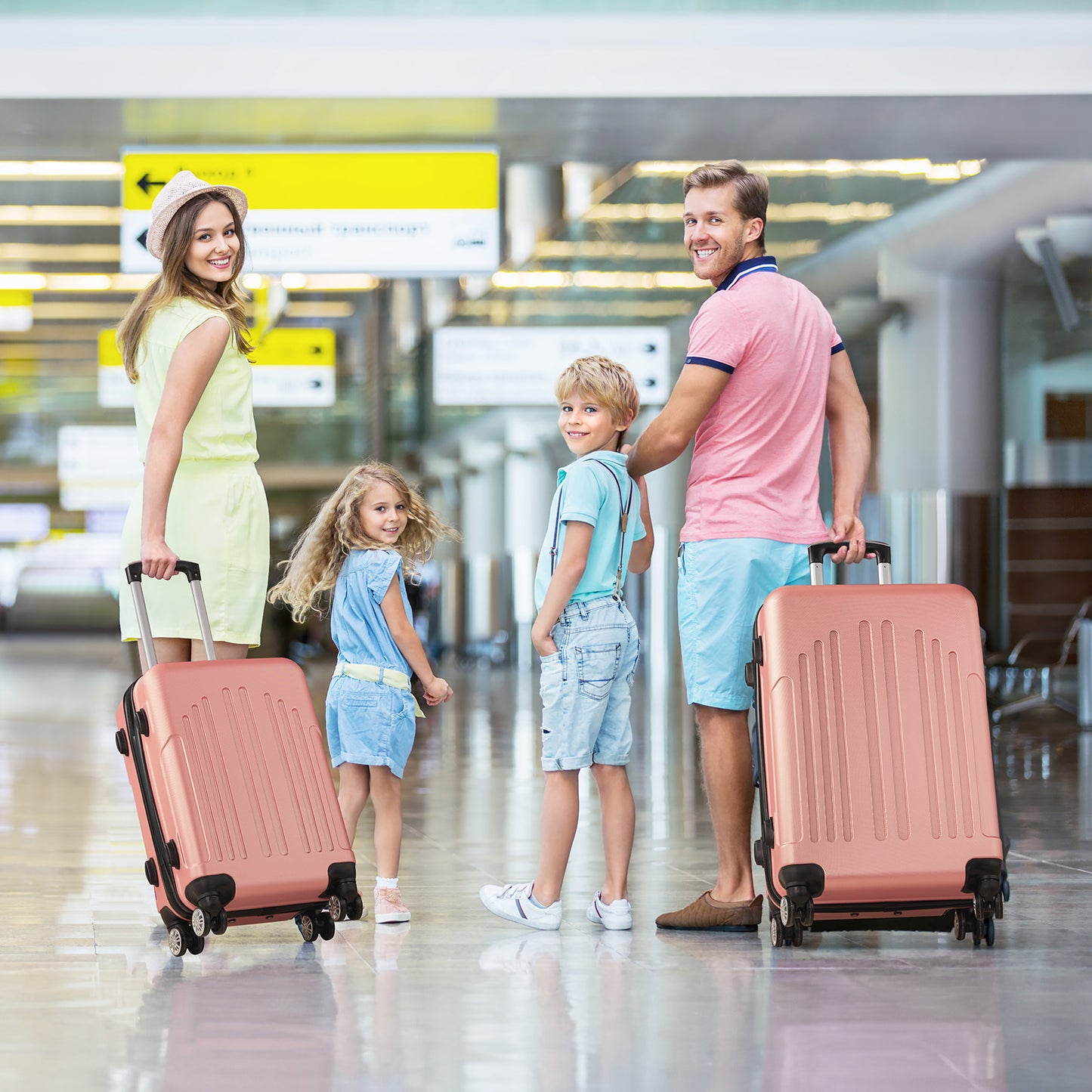 3 In 1 | ABS+PC Suitcase 20in-24in-28in | Rose Gold