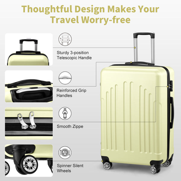 3 In 1 | ABS+PC Suitcase 20in-24in-28in | Cream Yellow