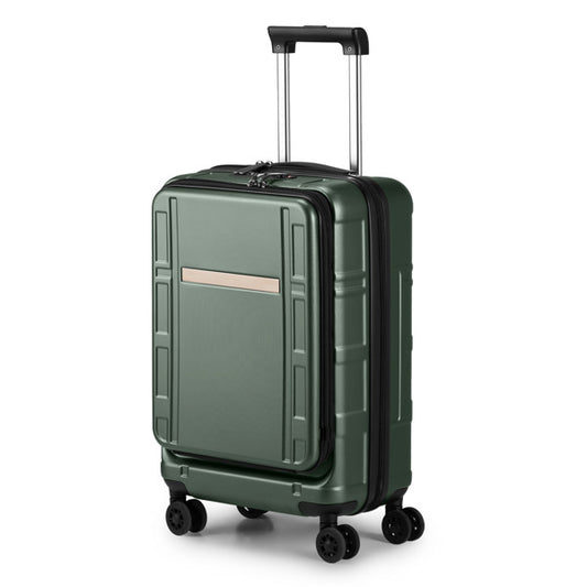 Front Opening 20-Inch Expandable ABS+PC Smart Casual Suitcase| Dark Green