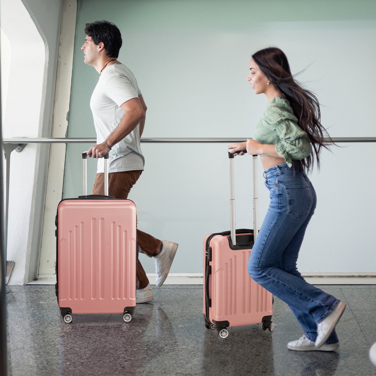 3 In 1 | ABS+PC Suitcase 20in-24in-28in | Rose Gold
