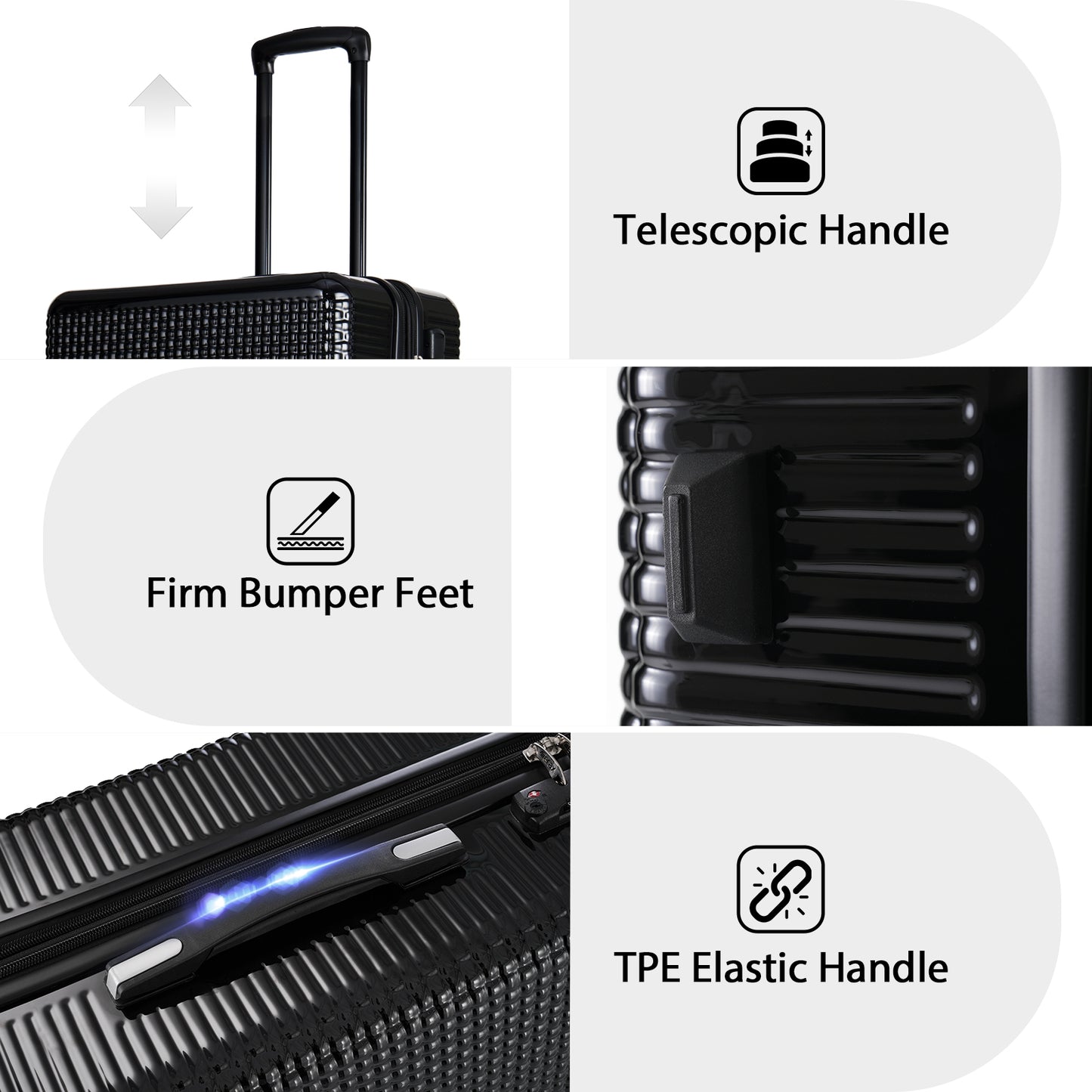 3 In 1 | Hard Shell Travel Suitcases With Wheels, Light Expandable With TSA Lock, Carry-On, Checked Luggage| 20+24+28inch
