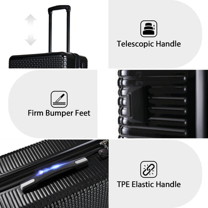 3 In 1 | Hard Shell Travel Suitcases With Wheels, Light Expandable With TSA Lock, Carry-On, Checked Luggage| 20+24+28inch
