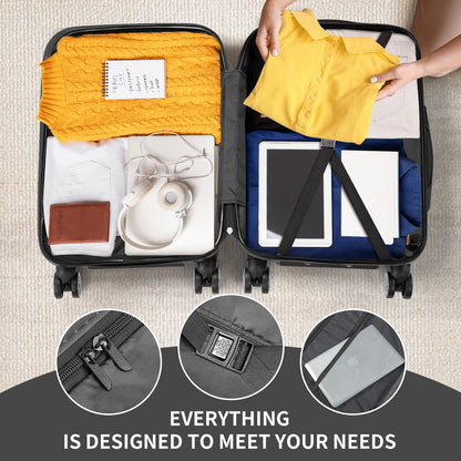 3 In 1 | ABS+PC Suitcase 20in-24in-28in | Black