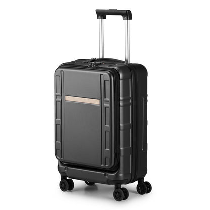 Front Opening 20-Inch Expandable ABS+PC Smart Casual Suitcase | Black