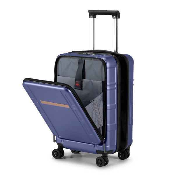 Front Opening 20-Inch Expandable ABS+PC Smart Casual Suitcase | Royal Blue
