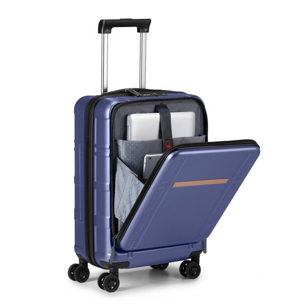 Front Opening 20-Inch Expandable ABS+PC Smart Casual Suitcase | Royal Blue