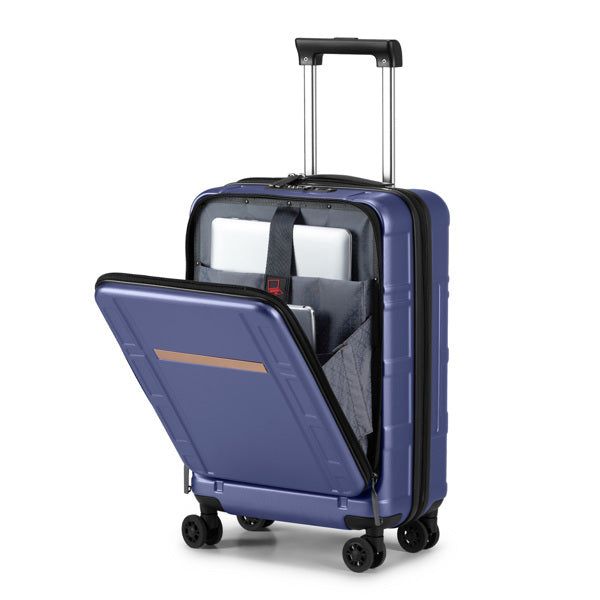 Front Opening 20-Inch Expandable ABS+PC Smart Casual Suitcase | Royal Blue