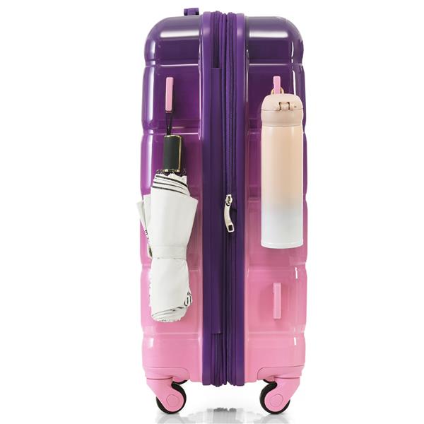 Luggage Set fo 3, 20+24+28inch Airline Certified Carry-on, Check-In & Hard Shell Luggage | Purple And Pink