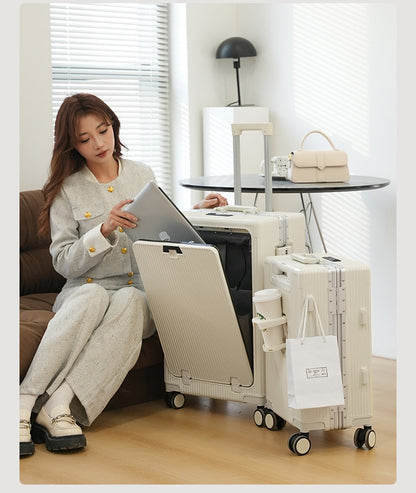 Trendy Aluminum Frame Large Capacity Front Opening Luggage (Carry-On/Check-In)