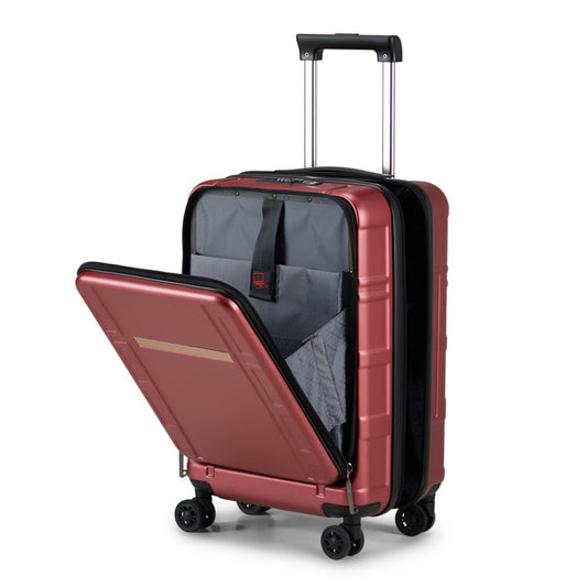 Front Opening 20-Inch Expandable ABS+PC Smart Casual Suitcase | Burgundy