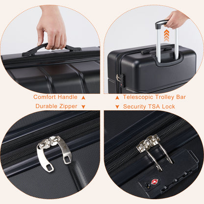 Spacious 20/24/28-Inch Hardside Suitcase with Smooth Spinner Wheels