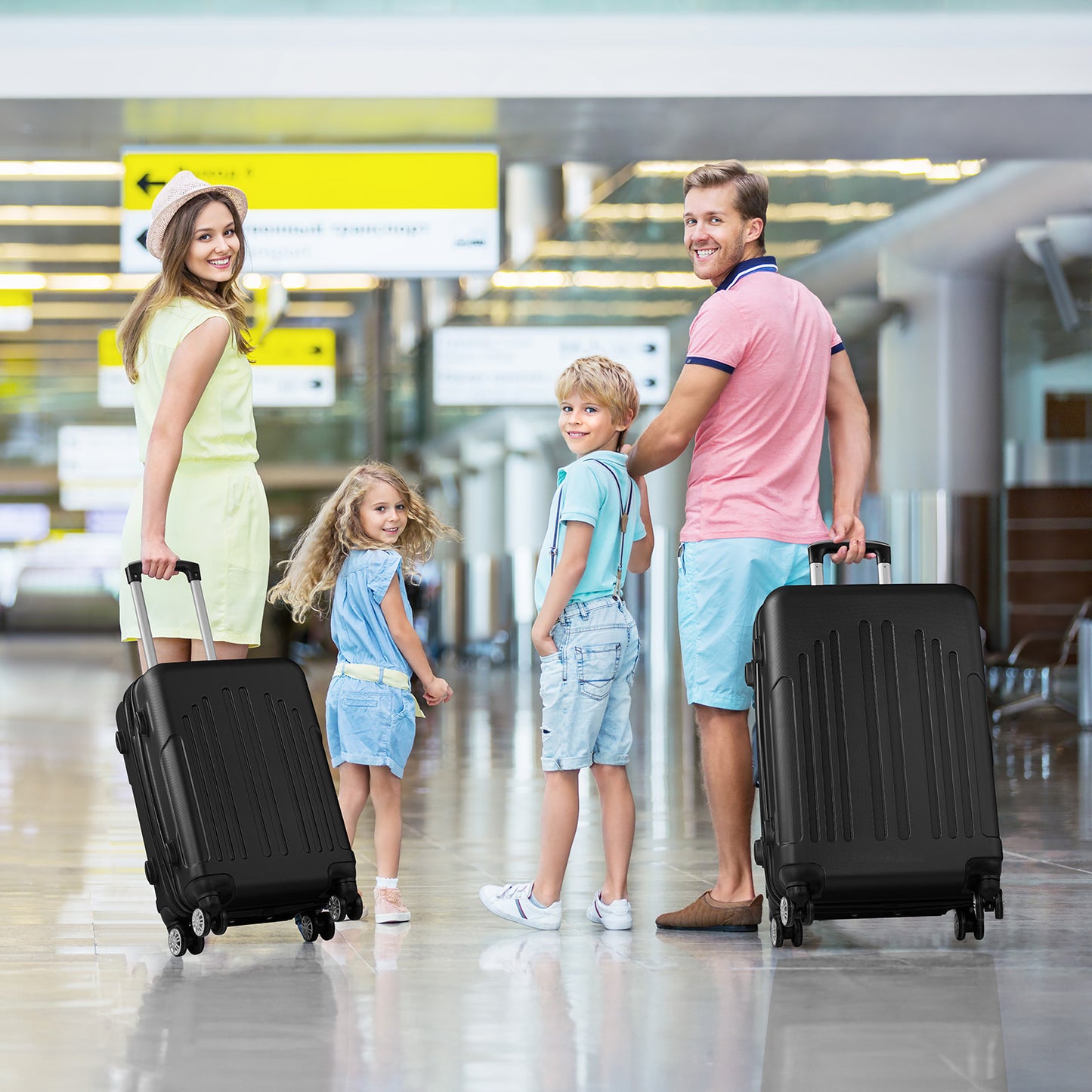 3 In 1 | ABS+PC Suitcase 20in-24in-28in | Black