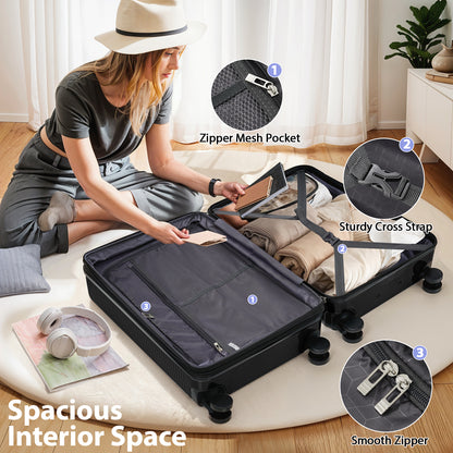 3 In 1 | Hard Shell Travel Suitcases With Wheels, Light Expandable With TSA Lock, Carry-On, Checked Luggage| 20+24+28inch