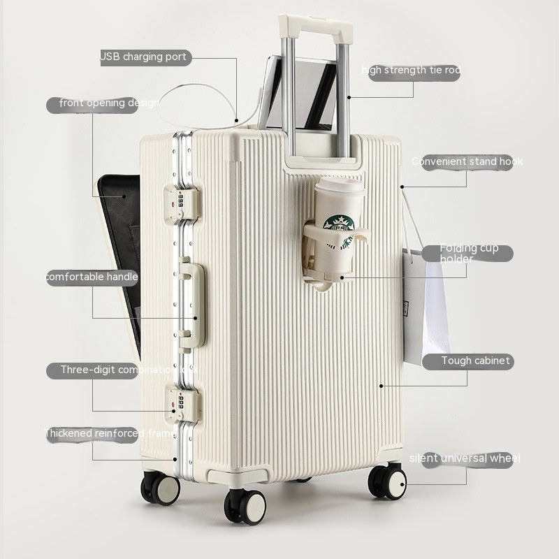 Trendy Aluminum Frame Large Capacity Front Opening Luggage (Carry-On/Check-In)