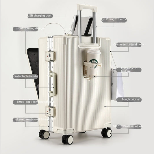 Trendy Aluminum Frame Large Capacity Front Opening Luggage (Carry-On/Check-In)