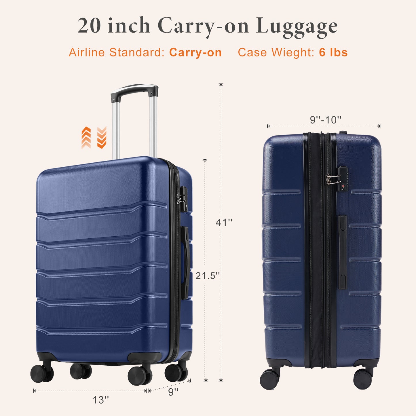 Spacious 20/24/28-Inch Hardside Suitcase with Smooth Spinner Wheels