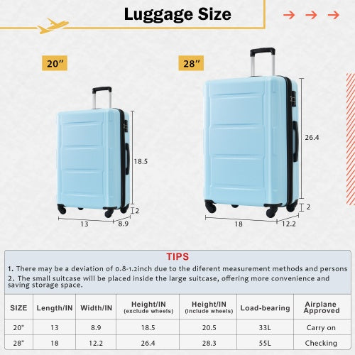 2-piece Lightweight Luggage Set With Bags