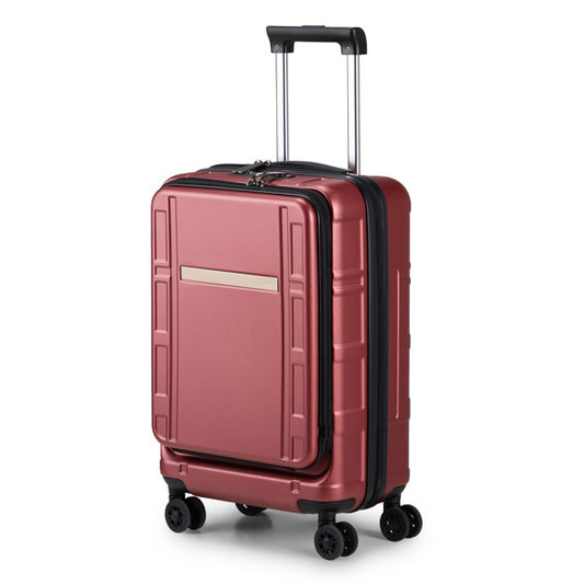 Front Opening 20-Inch Expandable ABS+PC Smart Casual Suitcase | Burgundy