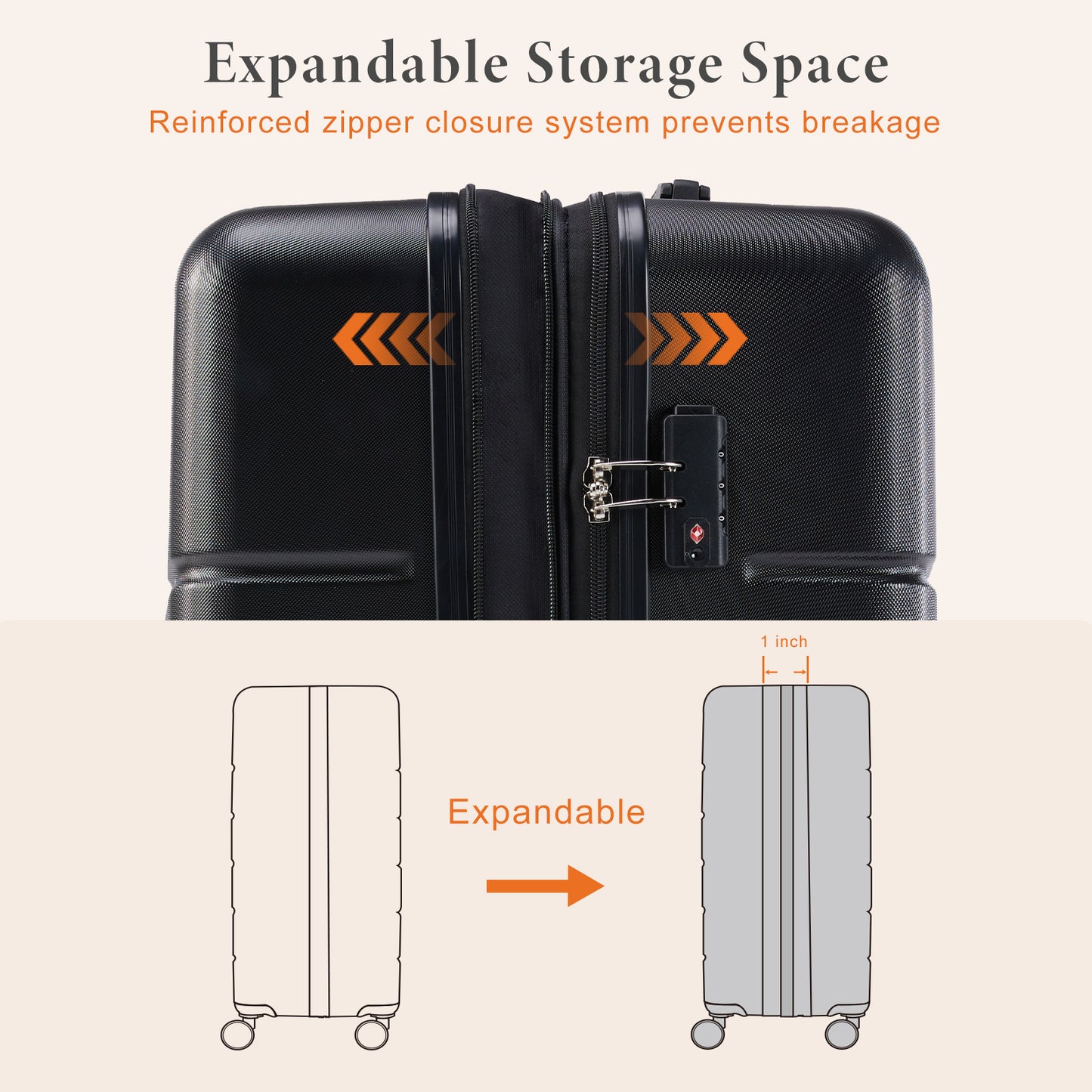 Spacious 20/24/28-Inch Hardside Suitcase with Smooth Spinner Wheels