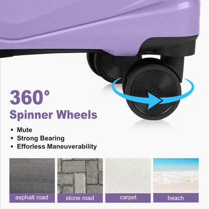 3 In 1| Large Storage, Unique V-shaped stripe design PP Trolley Travel Suitcase, 20+24+28inch | Lavender Purple