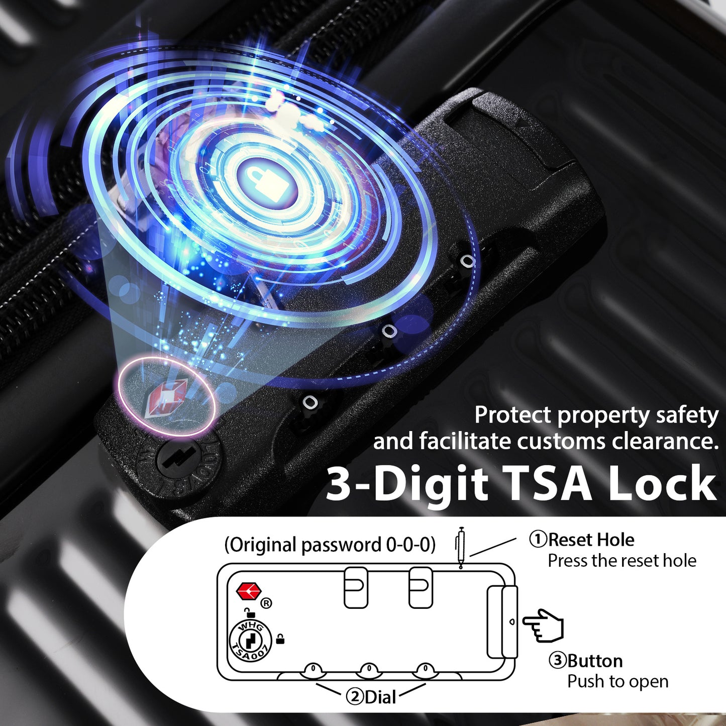 3 In 1 | Hard Shell Travel Suitcases With Wheels, Light Expandable With TSA Lock, Carry-On, Checked Luggage| 20+24+28inch