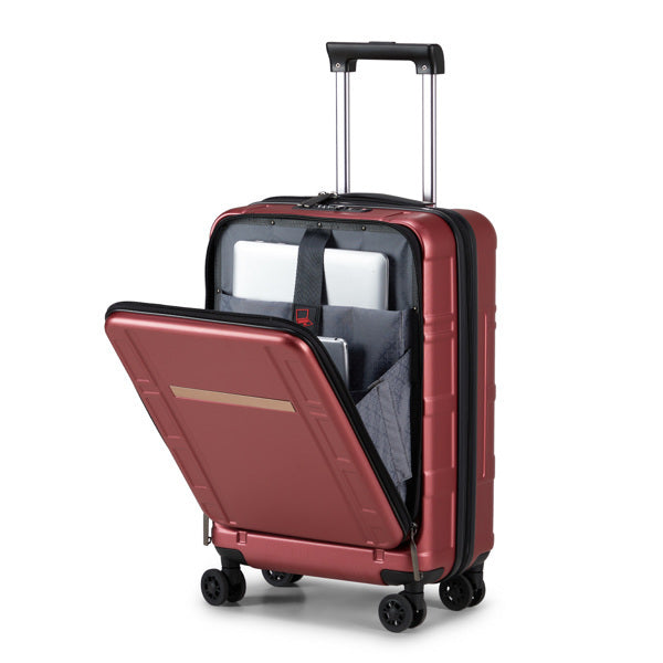 Front Opening 20-Inch Expandable ABS+PC Smart Casual Suitcase | Burgundy