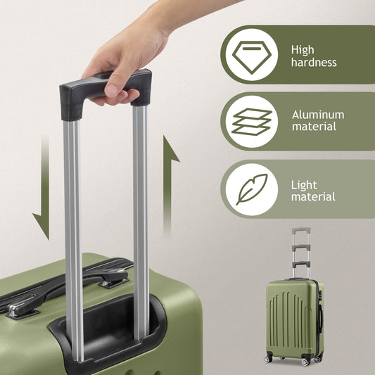 3 In 1 | ABS+PC Suitcase 20in-24in-28in | Army Green