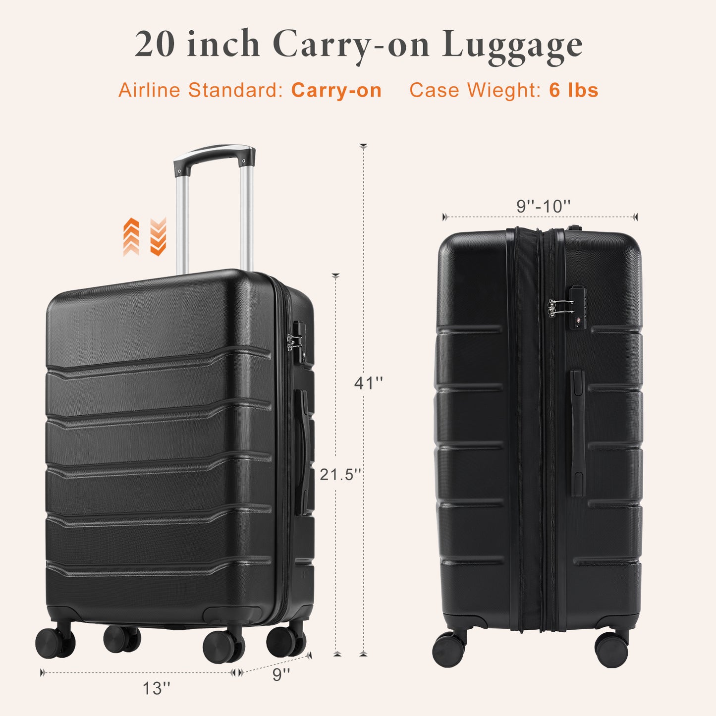 Spacious 20/24/28-Inch Hardside Suitcase with Smooth Spinner Wheels