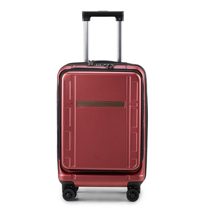 Front Opening 20-Inch Expandable ABS+PC Smart Casual Suitcase | Burgundy
