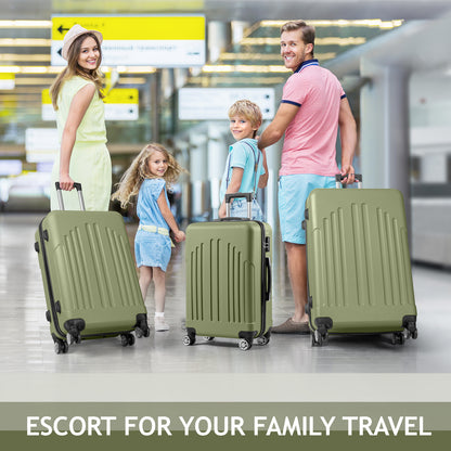 3 In 1 | ABS+PC Suitcase 20in-24in-28in | Army Green