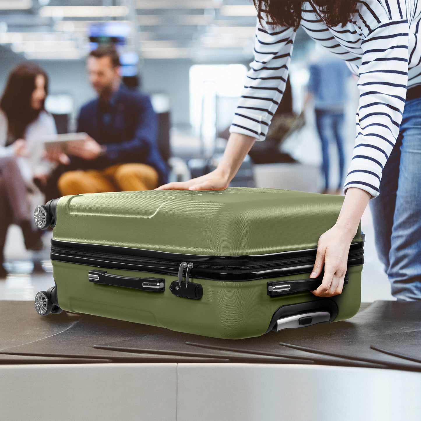 3 In 1 | ABS+PC Suitcase 20in-24in-28in | Army Green
