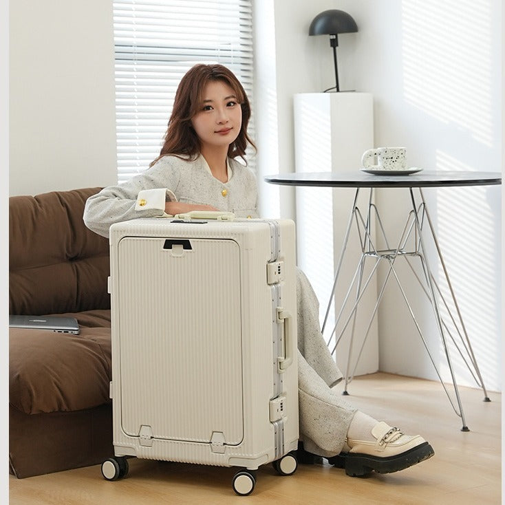 Trendy Aluminum Frame Large Capacity Front Opening Luggage (Carry-On/Check-In)