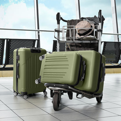 3 In 1 | ABS+PC Suitcase 20in-24in-28in | Army Green