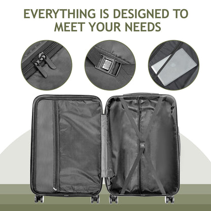 3 In 1 | ABS+PC Suitcase 20in-24in-28in | Army Green