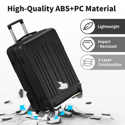3 In 1 | ABS+PC Suitcase 20in-24in-28in | Black