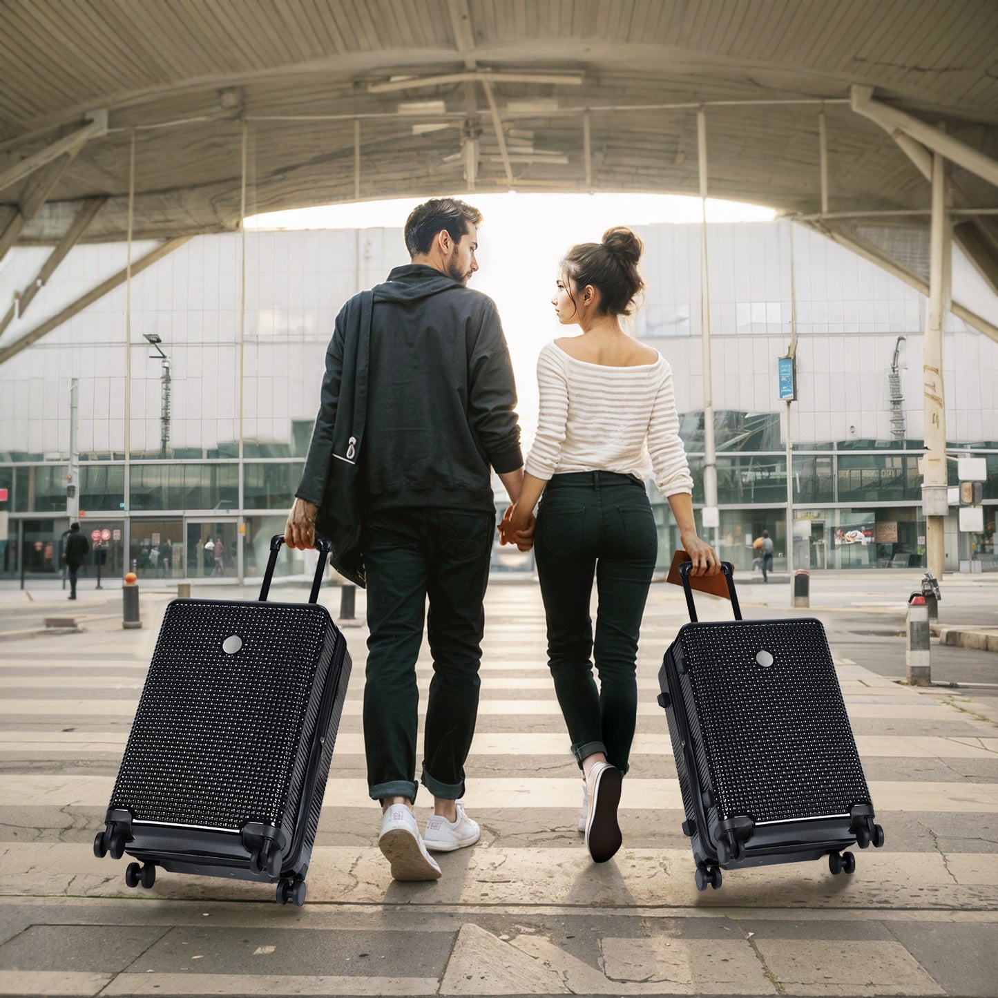 3 In 1 | Hard Shell Travel Suitcases With Wheels, Light Expandable With TSA Lock, Carry-On, Checked Luggage| 20+24+28inch