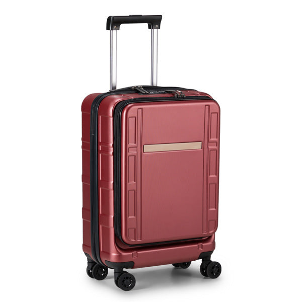 Front Opening 20-Inch Expandable ABS+PC Smart Casual Suitcase | Burgundy