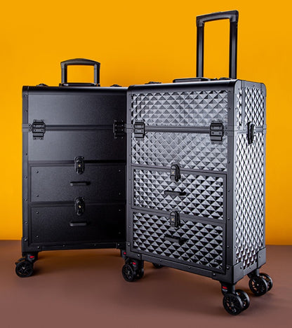 Professional Portable 4-Tier Aluminum Rolling Makeup Organizer with Wheels